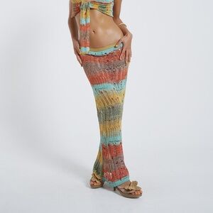 Jaded London NWT Odette Striped Knitted Maxi Skirt Multicolor, Size L